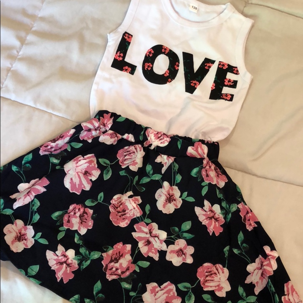 Girls 2 piece skirt set